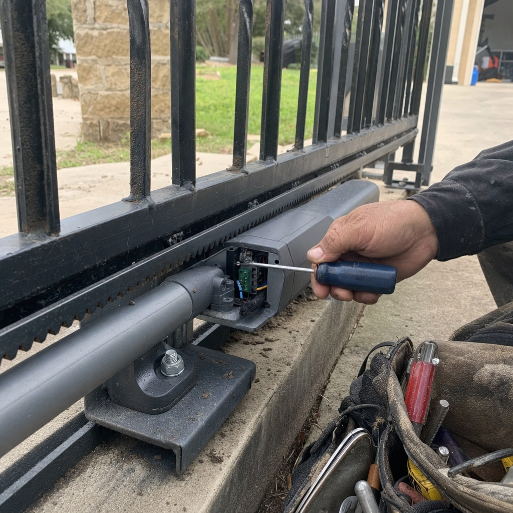 Gate motor and opener repair by technician in Devine, TX