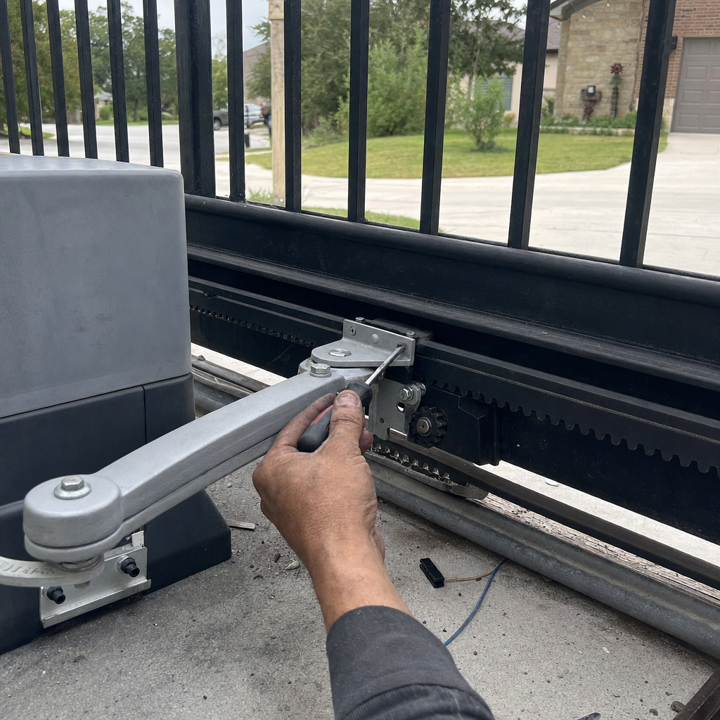 Gate motor and opener repair with screwdriver